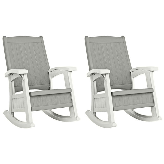 Suncast Outdoor Patio Rocking Chair with Seat Storage, Dove Gray (2
