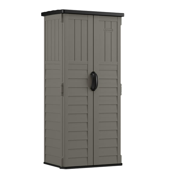 Suncast Outdoor Resin Storage Shed with Customizable Shelves, 5' 9" x 2' 3" x 1' 8.25", Stoney Gray
