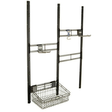 Suncast Outdoor Storage Shed Garager Organizer Kit with Bracket, Hooks, & Basket