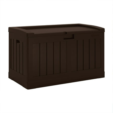 Suncast Outdoor with Seat 50 Gallon Resin Deck Box, Java