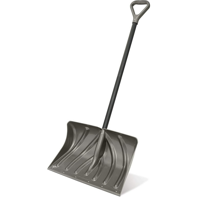 Suncast SC2700 20 Inch Snow Shovel Pusher Combo with Wear Strip and D Grip Handle Gray
