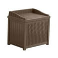 thumbnail image 1 of Suncast SSW1201 22 Gallon Resin Wicker Outdoor Storage Deck Box with Seat, Java, 1 of 9