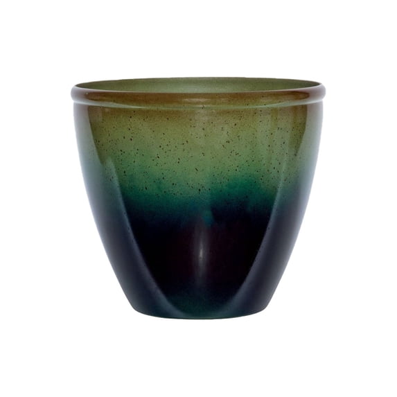 Suncast Seneca 16 Inch Decorative Resin Flower Planter Pot, Green/Blue (2 Pack)