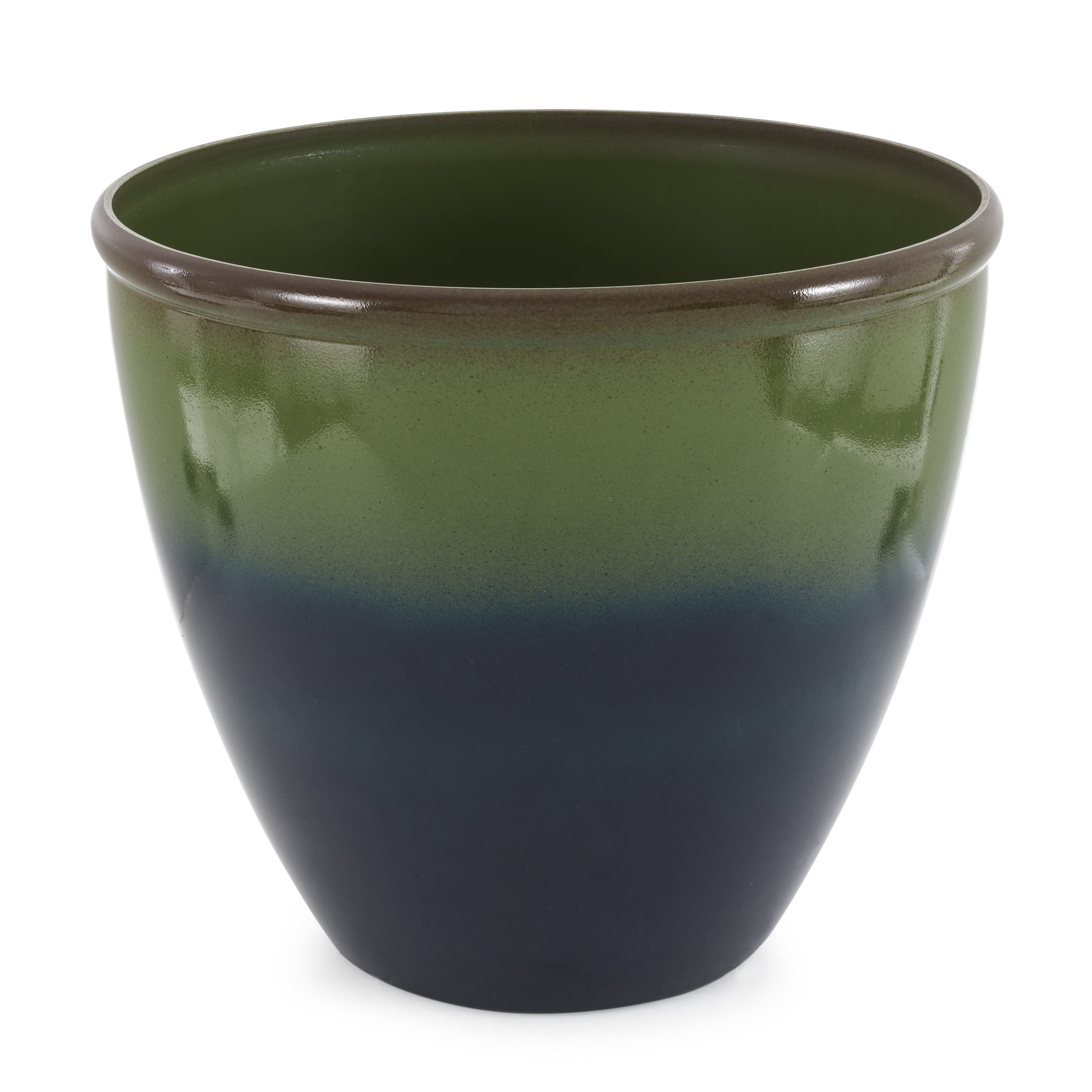 Suncast Seneca 14 in. H X 16 in. W Resin Modern Planter Blue/Green