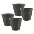 thumbnail image 1 of Suncast Sonora 18 Inch Resin Wicker Decorative Flower Planter, Brown (4 Pack), 1 of 12
