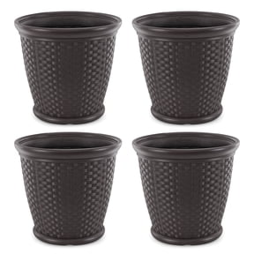 Suncast Sonora 22" Wicker Decorative Garden Flower Planter, Brown (4 Pack)