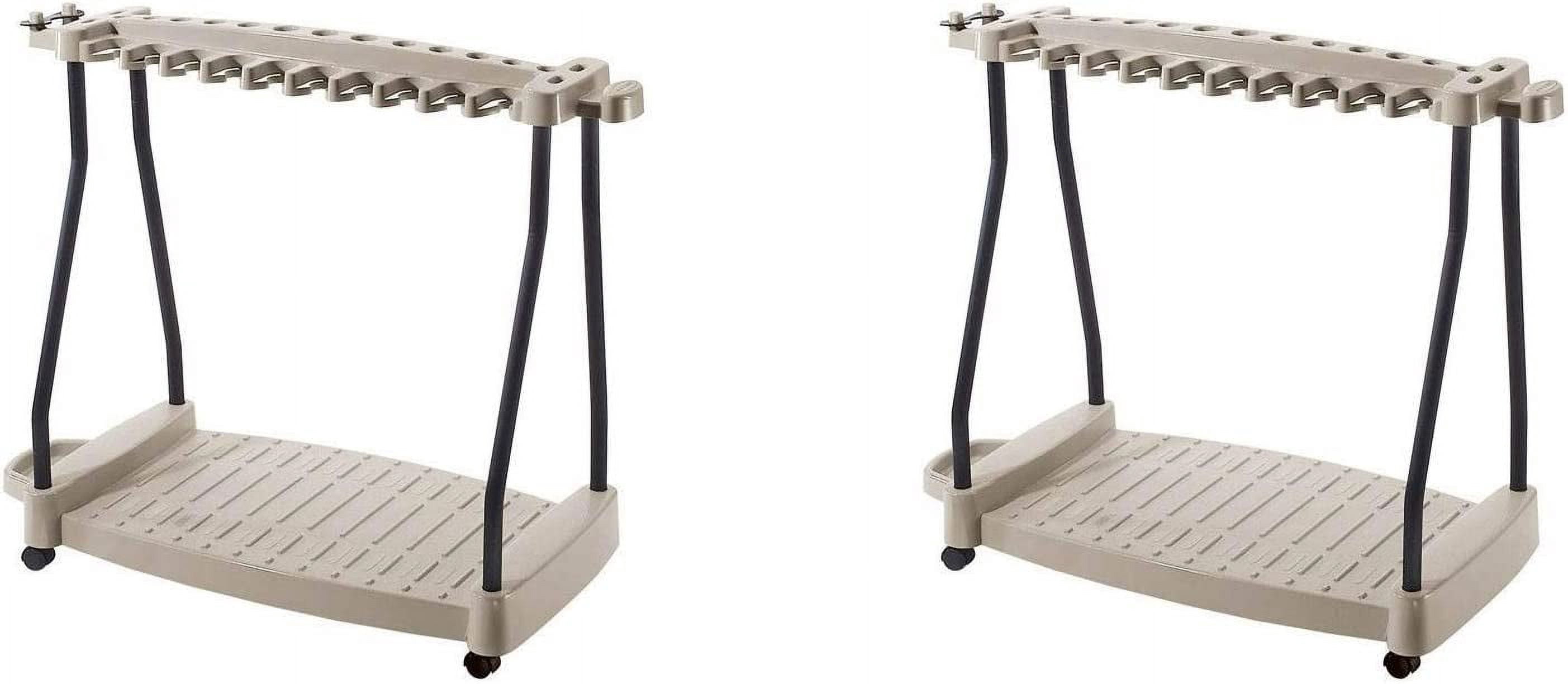 Rolling Tooling Rack Suncast Steel Core 150 Pound Capacity Garden Rolling Tool Rack, Taupe ...