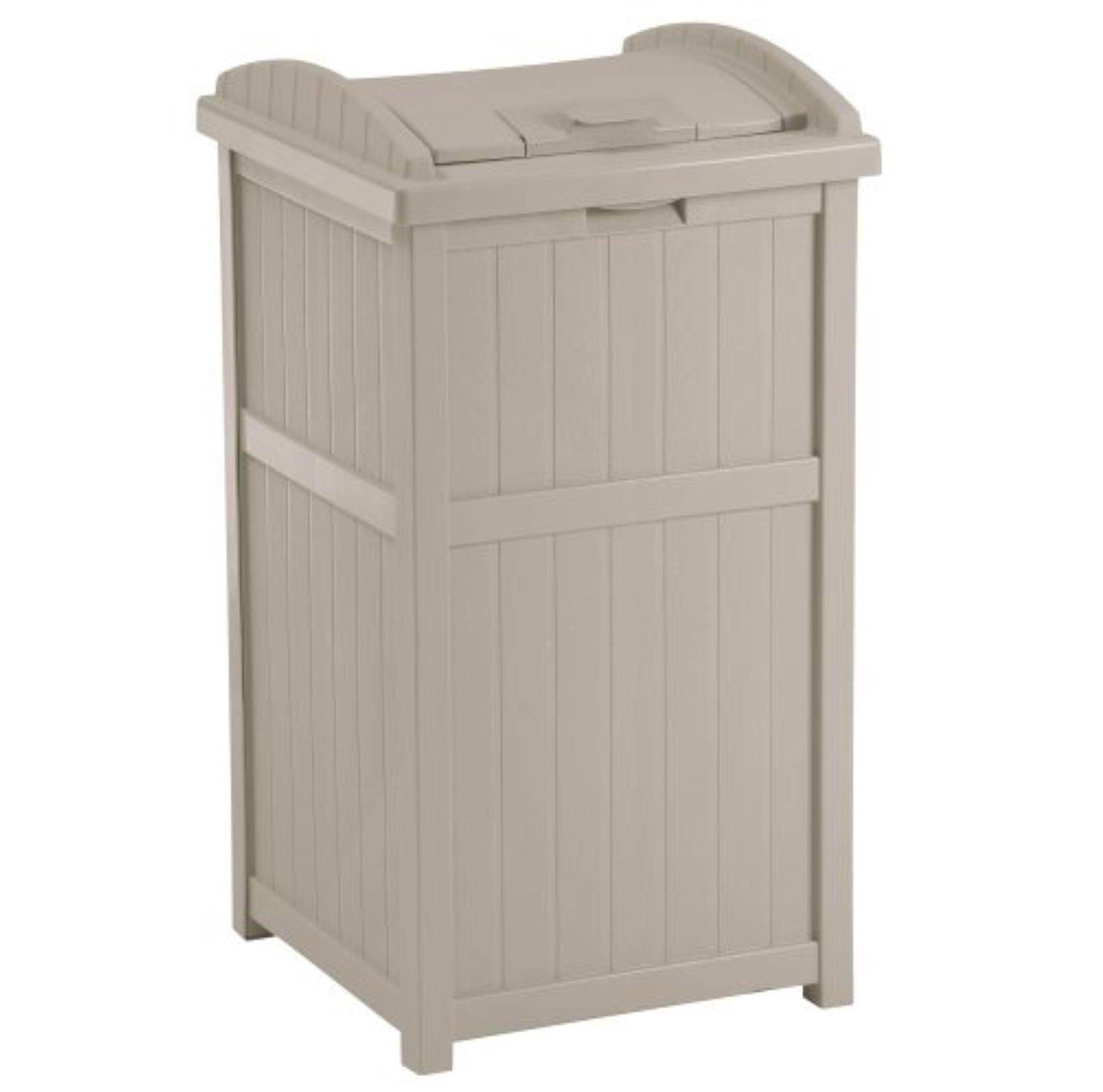 Suncast Trash Hideaway 33 Gallon Capacity Resin Outdoor Garbage Container, Taupe - image 1 of 5