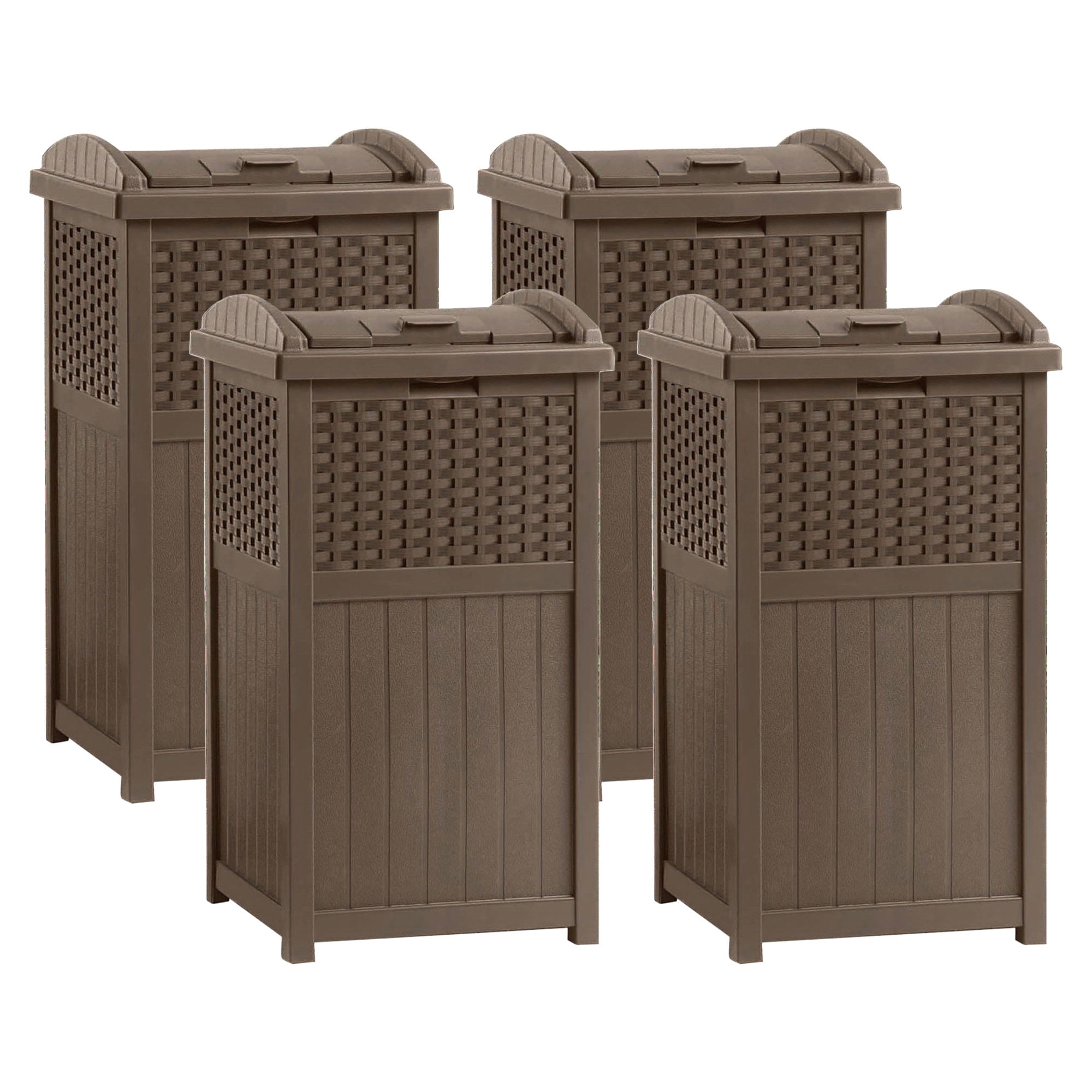 Suncast Resin Wicker Hideaway Trash Container, Brown