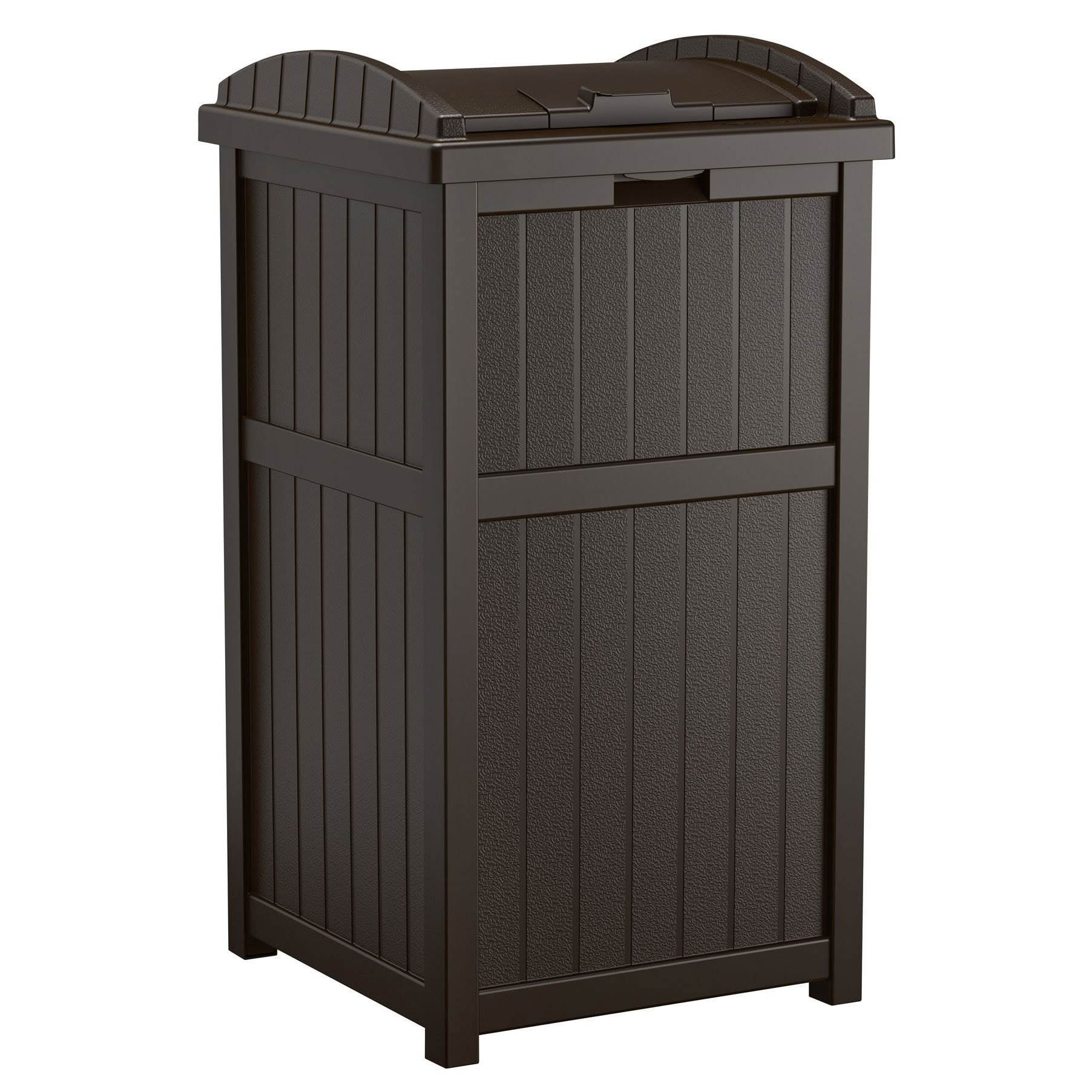 Suncast Patio Resin Outdoor Trash Hideaway with Lid, 33 Gallon