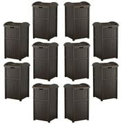 Suncast Trash Hideaway Outdoor Garbage Waste Can Bin, Java 10 Pack, 33 Gallon