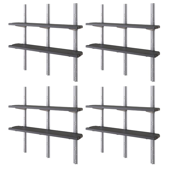 Suncast Vertical Shed 8 Shelf Kit Space Saving Wall Mount Outdoor Storage, Black