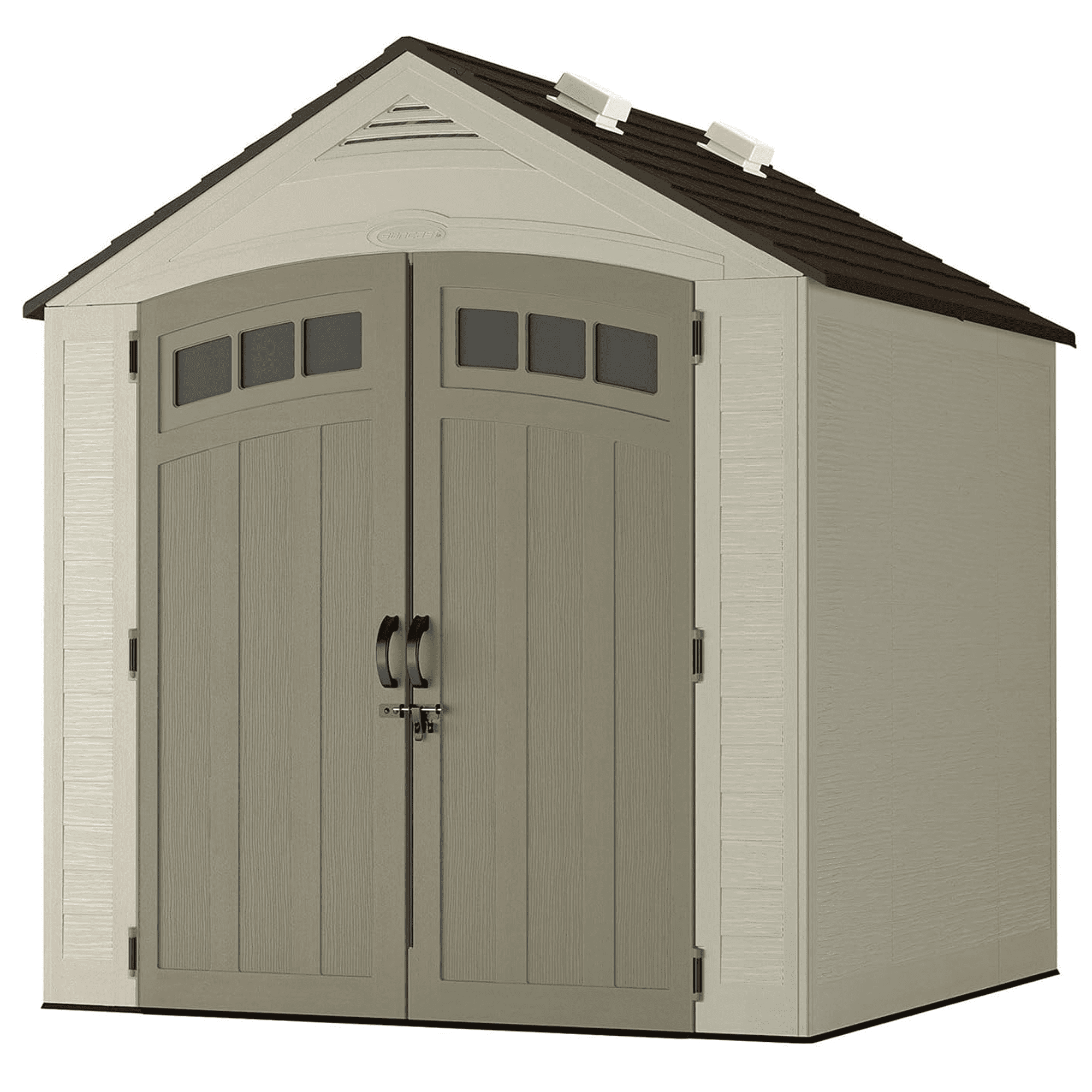 Suncast Vista 7 x 7 ft. Storage Shed for Gardening Tools, Light Cobblestone