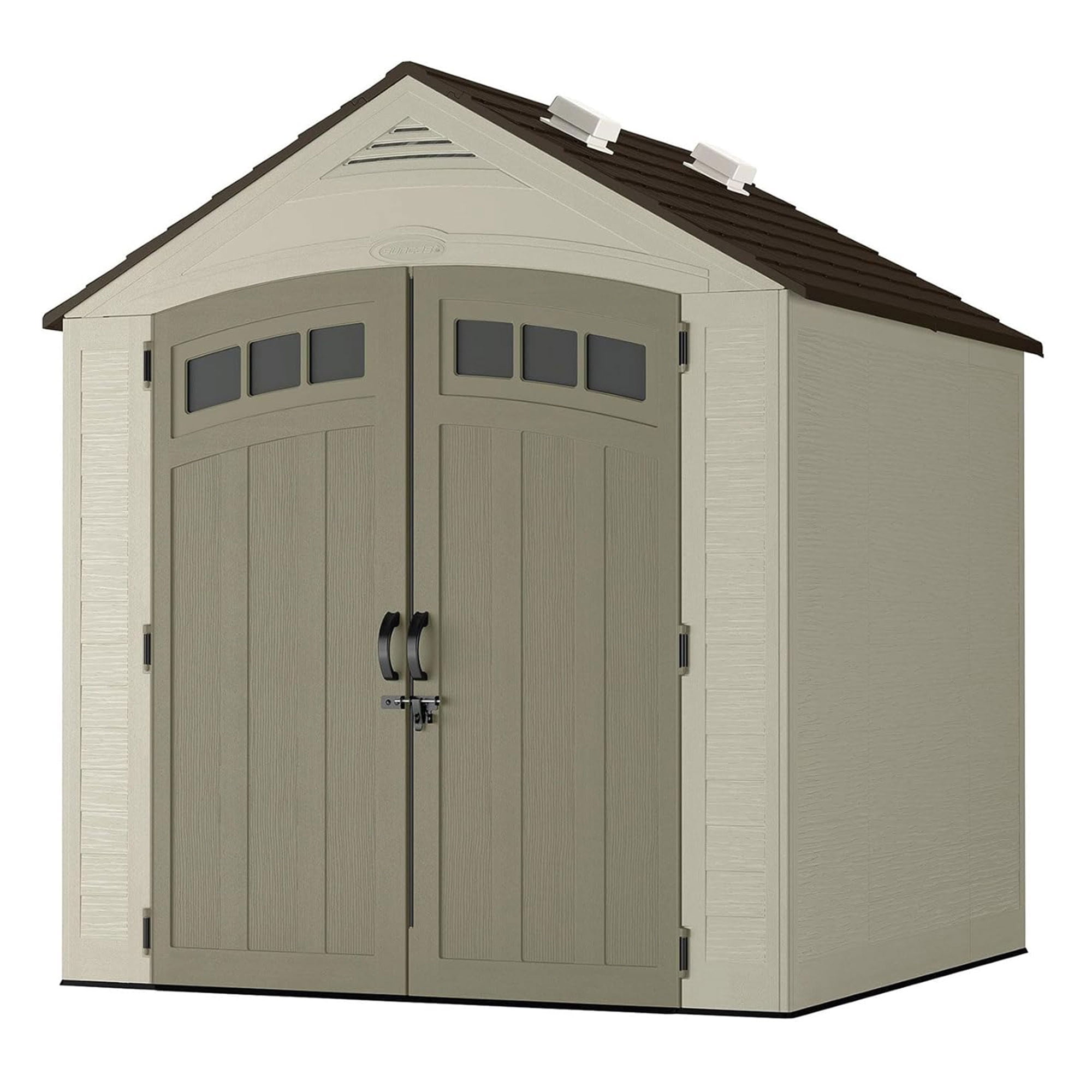 Suncast Vista 7 x 7 ft. Storage Shed for Gardening Tools, Light Cobblestone