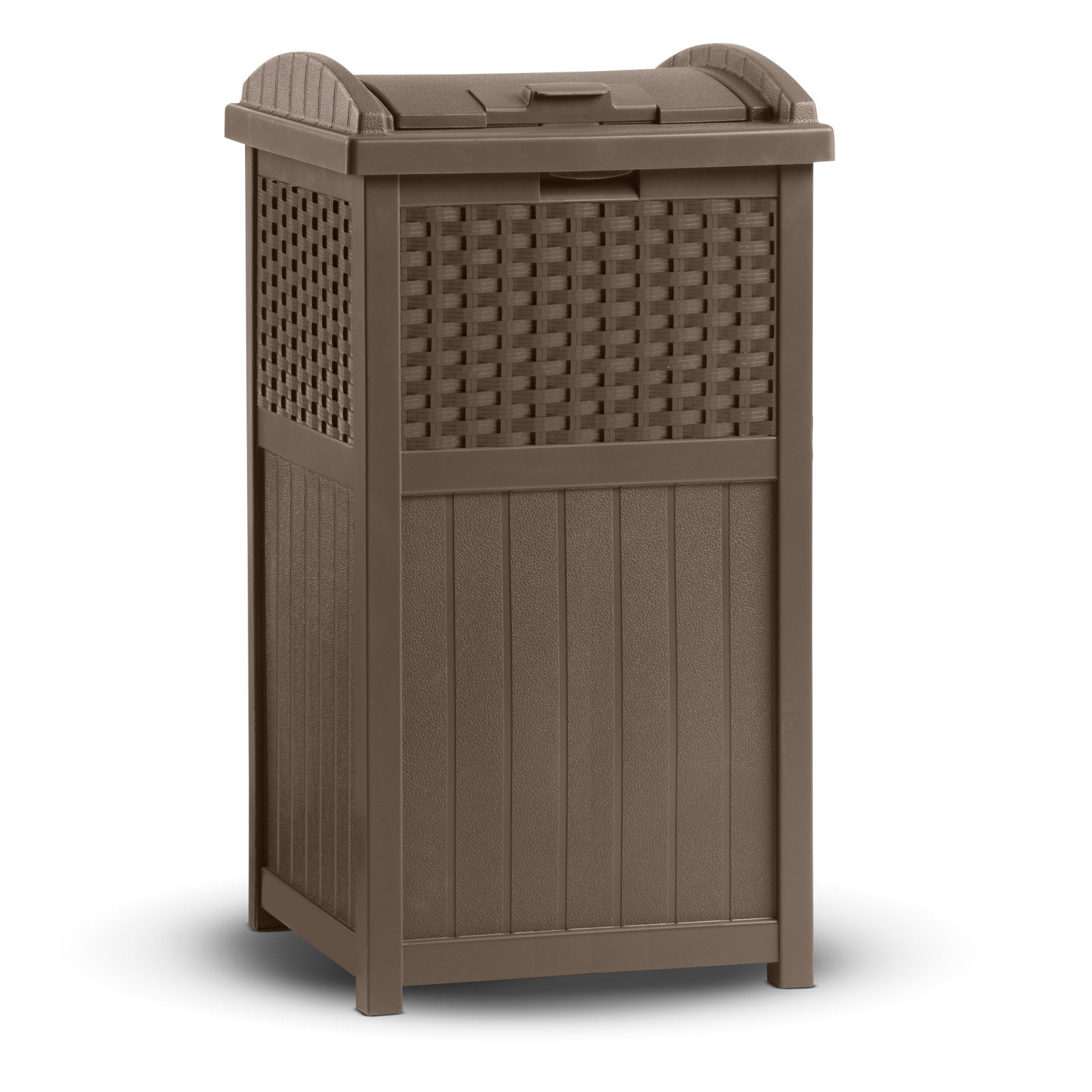 Java Brown 30 Gallon Plastic Outdoor Garbage Can with Lid