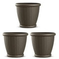 thumbnail image 1 of Suncast Willow 18 In Decorative Wicker Patio Planter Pot, Java (3 Pack), 1 of 9