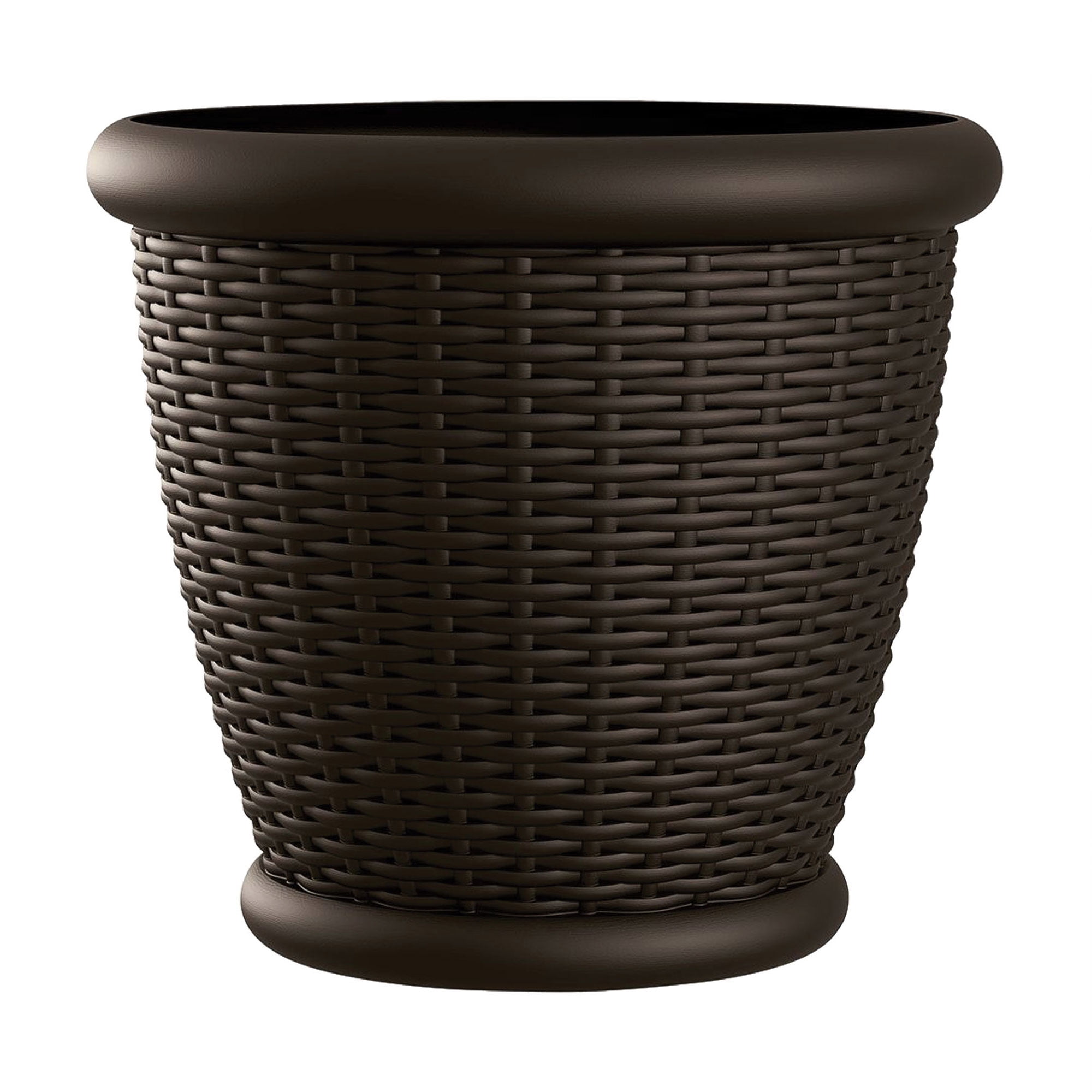 Java Brown Resin Wicker Round Indoor/Outdoor Planter Set