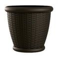 thumbnail image 1 of Suncast Willow 18 Inch Diameter Resin Decorative Wicker Patio Planter Pot, Java, 1 of 9