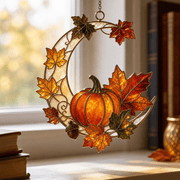 Suncatcher Autumn Pumpkin Moon Acrylic Suncatcher Window Hanging for Fall Decorating