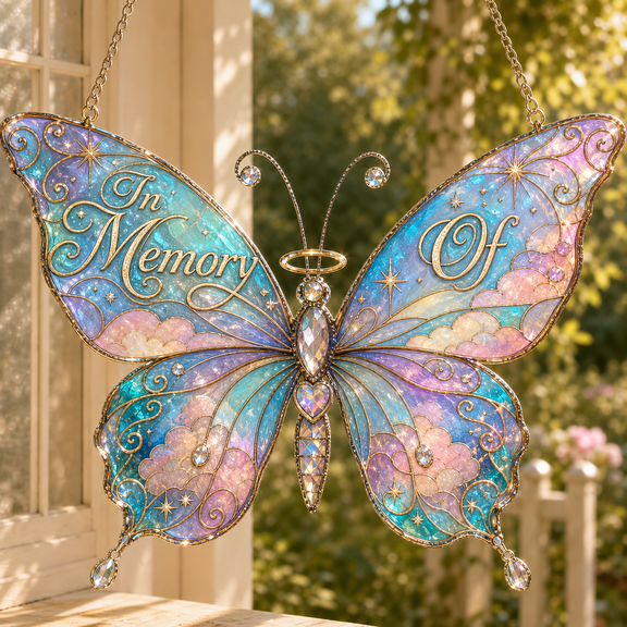 Suncatcher Butterfly In Memory Of Acrylic Window Hanging for Sympathy Gift