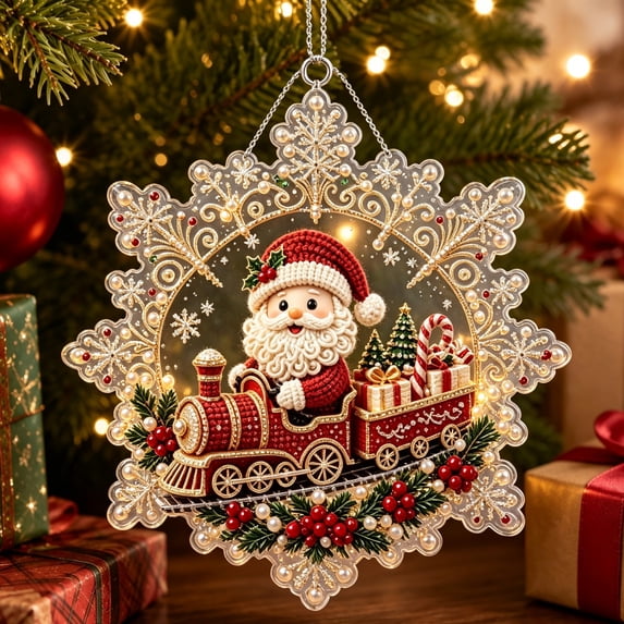 Suncatcher Christmas Train Pearl Diamond Art Kits for Adults with Beads Craft Festive Window Wall Decor
