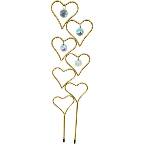 Suncatcher Climbing Plant Support with Hearts and Crystal Balls - 17 Inches Tall (1 Trellis)