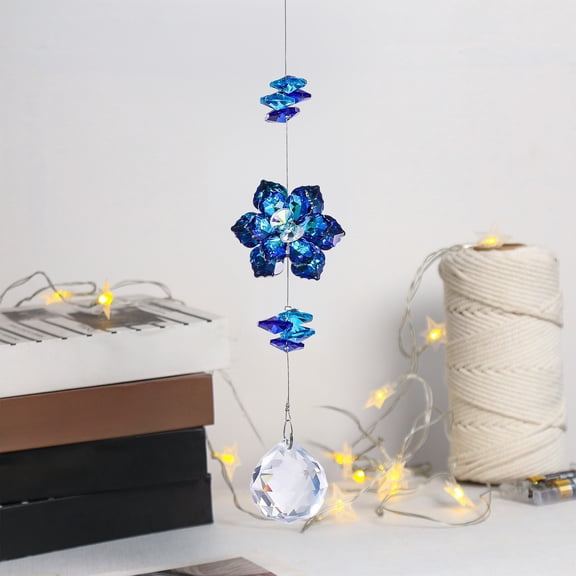 Suncatcher, Czzoypi Crystal Iron Tree of Life Wind Chime, 11.4 Inch Blue Purple Clear Pendant Garden Decor Indoor Outdoor Gift