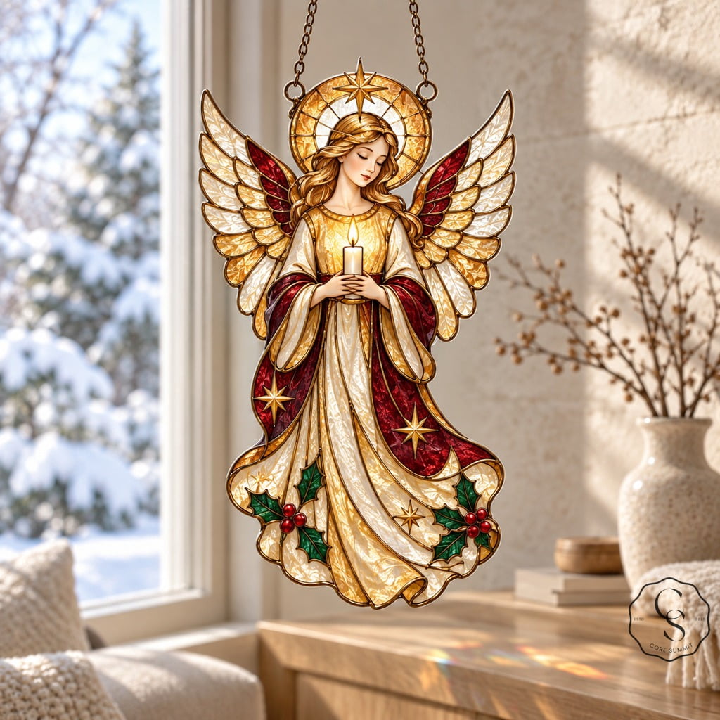 Suncatcher Guardian Angel Stained Glass Effect Acrylic Window Hanging ...