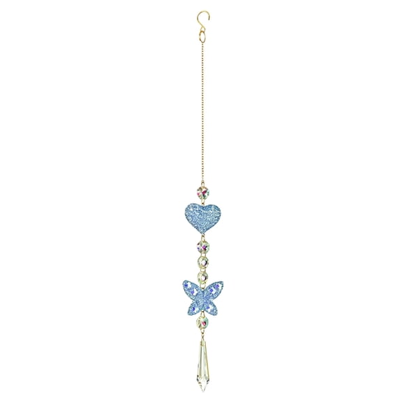 Suncatcher Hanging Ornament, Jelly Color Heart Butterfly Crystal Prism for Window Garden Home Decor Aesthetic Sun Catcher Sparkly Rainbow Maker Room Pendant Charm Blue