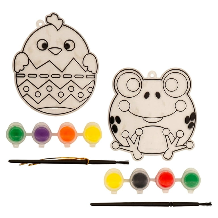 Suncatcher Kits (2 Pack, Frog and Chick in Egg, 3.5 x 3.5 in) DIY, Paint  Your Own, Window Art Kit For Kids, Complete 