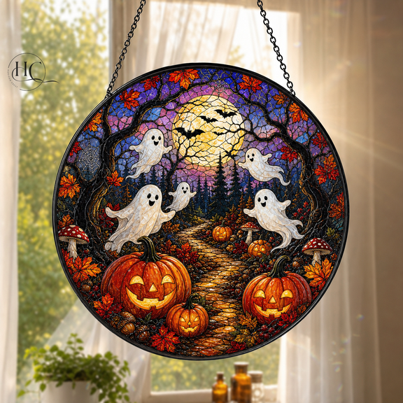 Suncatcher Spooky Boo Ghost Forest Acrylic Window Hanging for Halloween Lovers