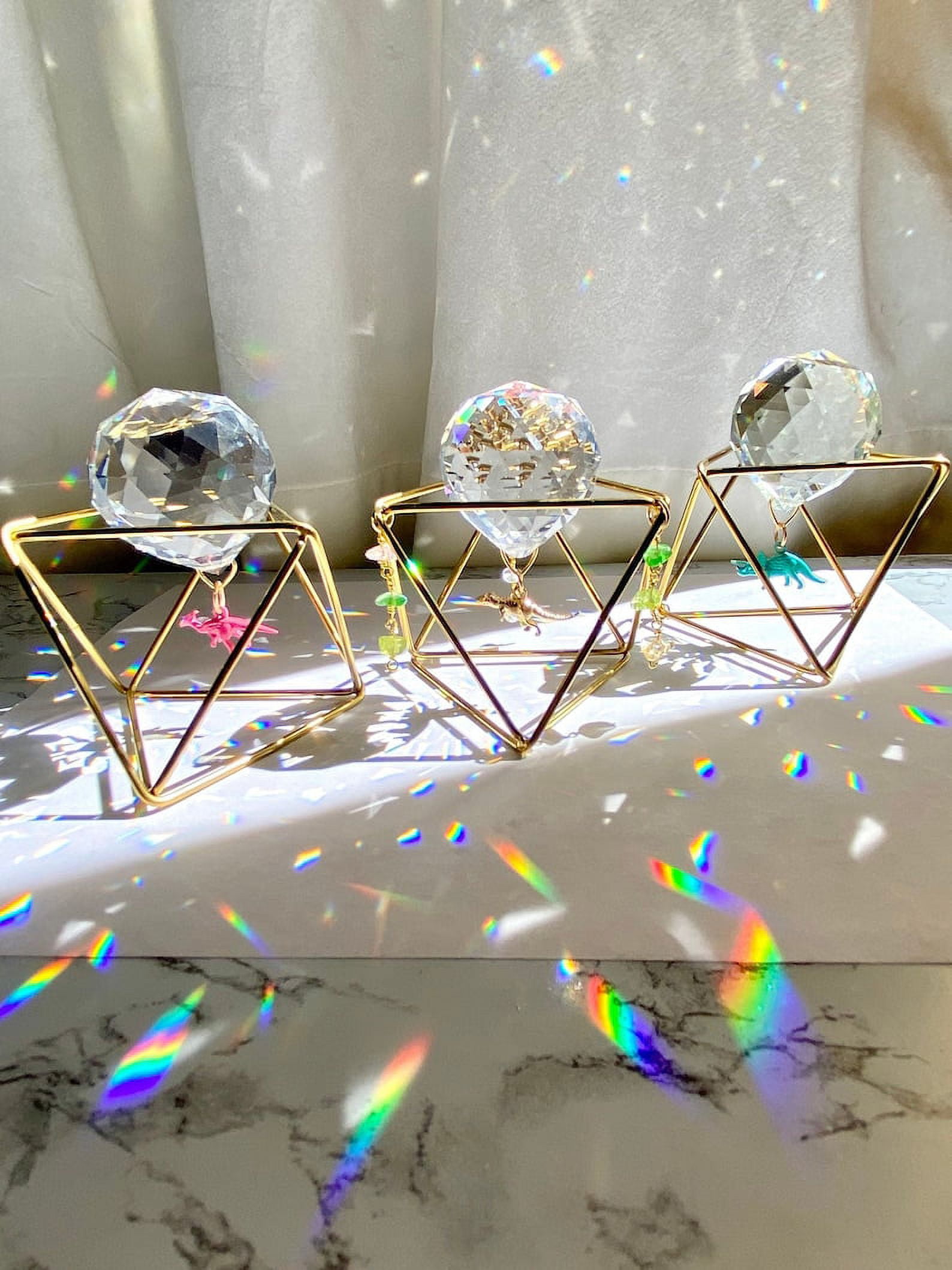 Suncatcher for Window Wire Wrapped Crystal, Rainbow Teardrop