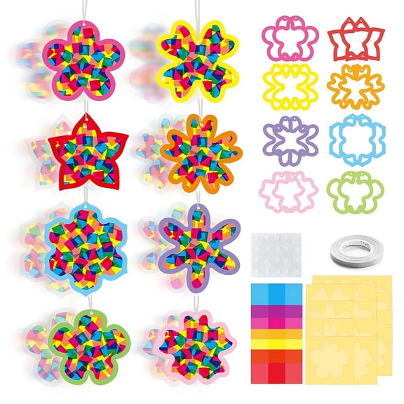 Suncatchers Craft Kit DIY Flower Window Stained Effect Paper Spring Home School Classroom Decoration Art Craft Creative Activity Project
