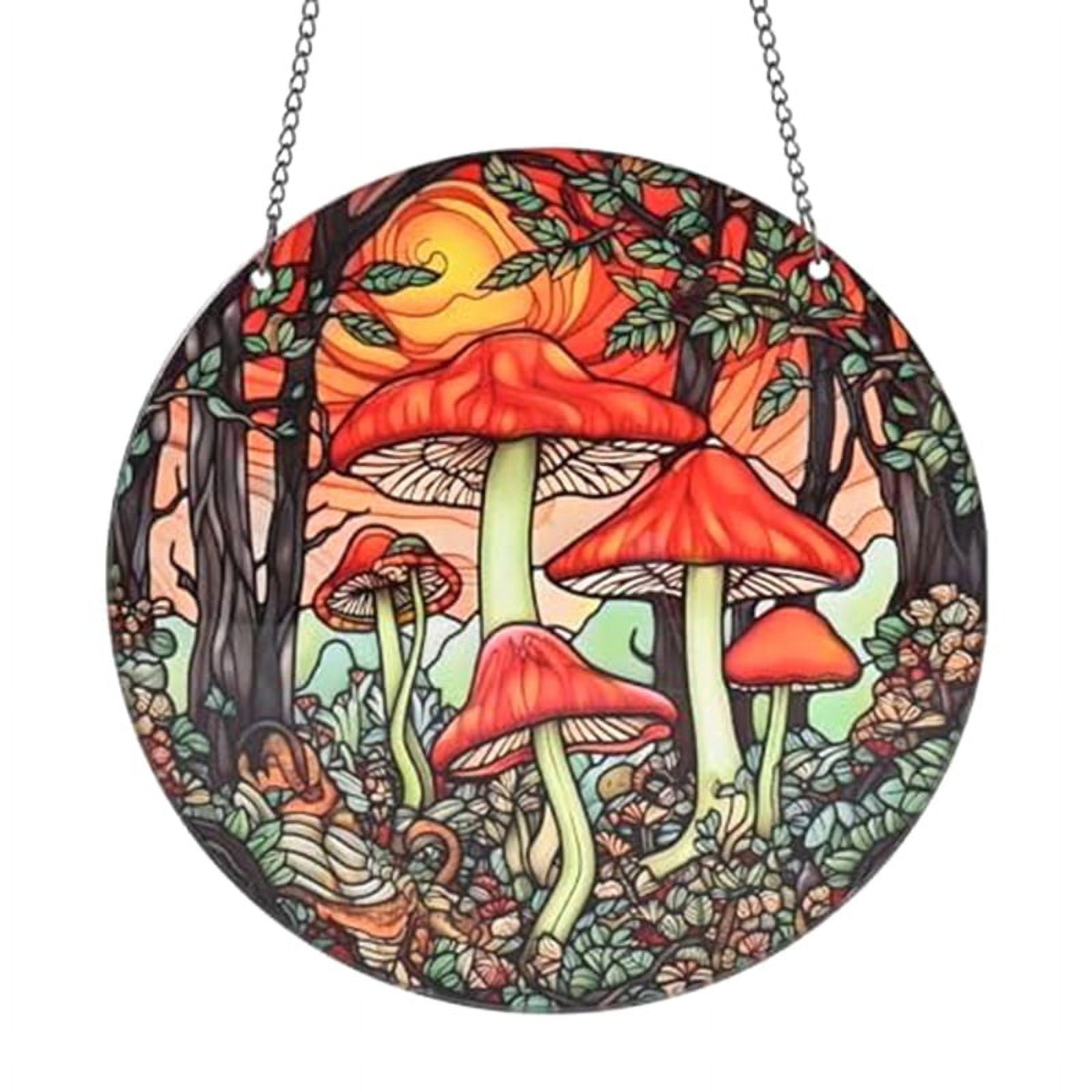 Suncatchers Indoor Window Decor Stained Acrylic Mushroom Forest