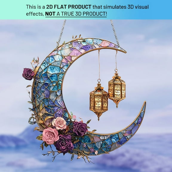 Suncatchers Moon Cat Acrylic Stained Glass Sun Catcher Summer Hanging Ornament for Bedroom Living Room Patio Wall Pediments Window Decoration Garden Tree Decor Housewarming Memorial Gifts