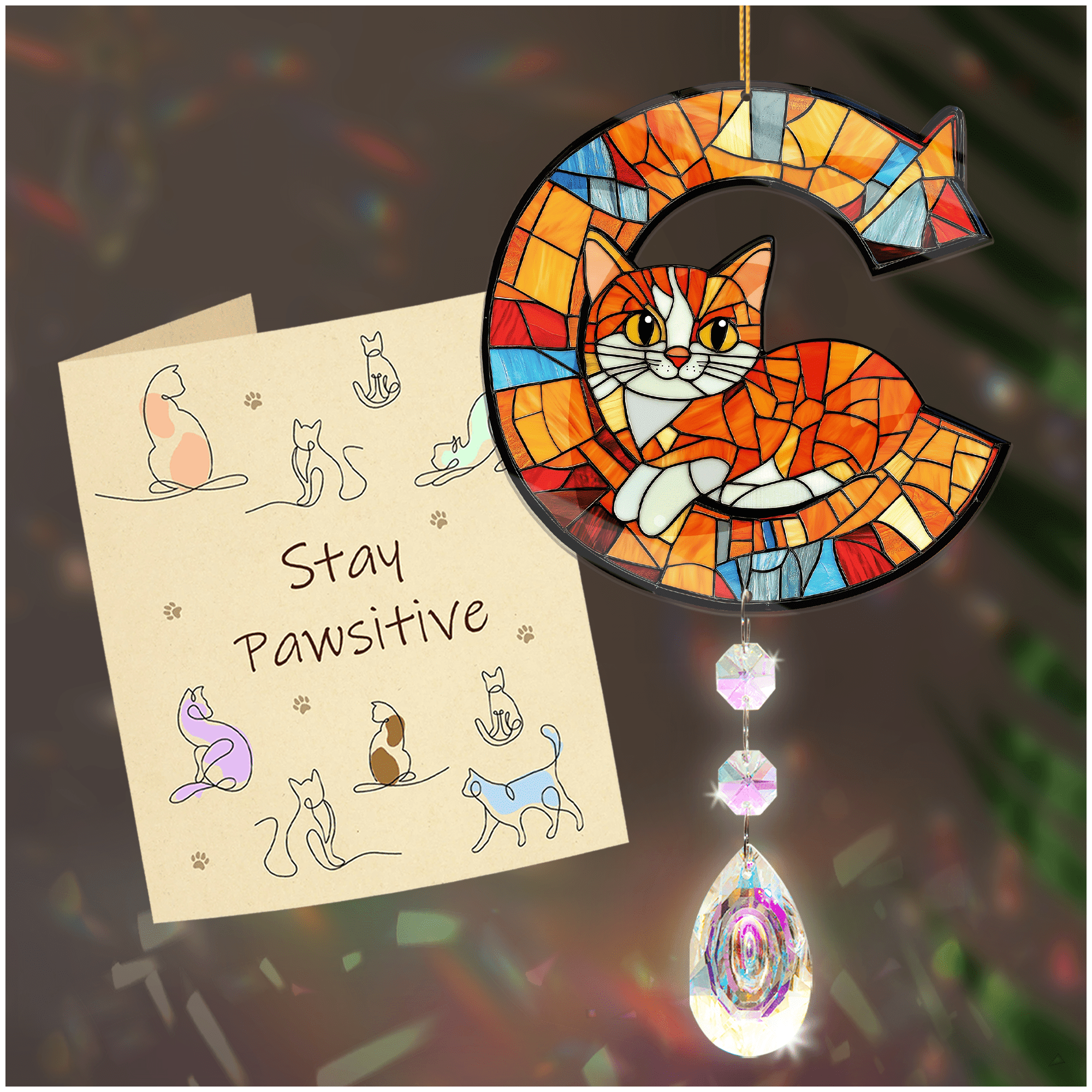 Cat Crystal Necklace For Women - Natural Gemstone Cat Pendant, Gift For Cat Lovers