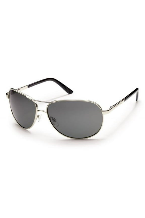 Aviator Sunglasses-Silver-Polarized Gray