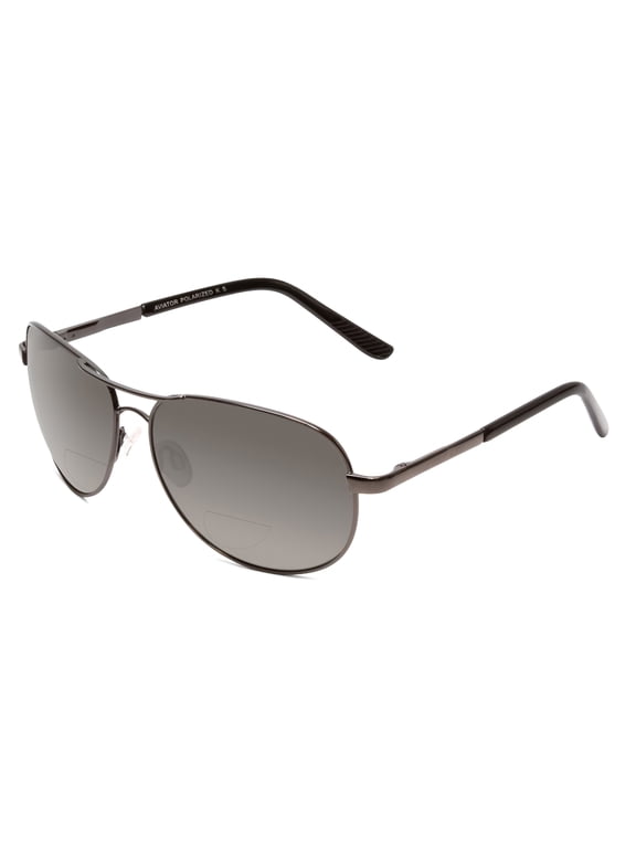Pilot Bi-Focal Sunglasses in Gun-Metal +1.50