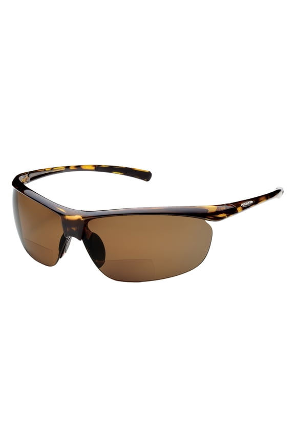 Zephyr Polarized Bi-Focal Sunglasses | Unisex | UV Protection | Scratch Resistant | Microfiber Storage Bag | Reader | Tortoise Frame/Brown Lenses | +1.50