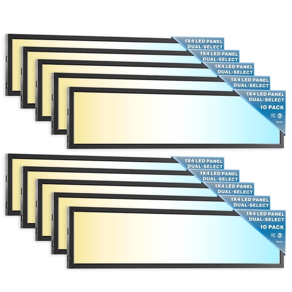 Sunco 10 Pack 1x4 LED Flat Panel Lights, 3CCT Selectable, 30-46W, Dimmable