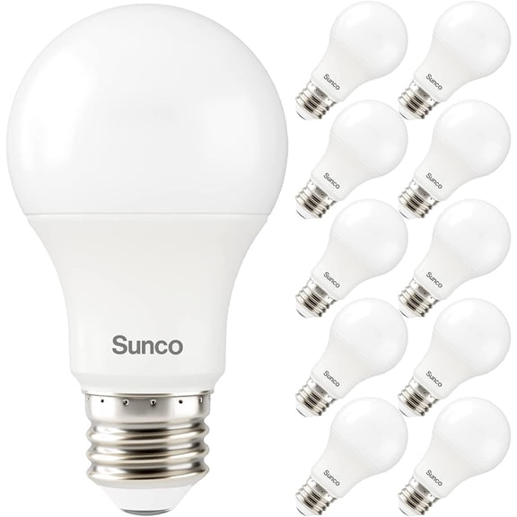 Sunco 10 Pack 3W=25W A19 LED Light Bulbs 6000K Daylight Deluxe, 250 Lumens, E26 Medium Base, Indoor Outdoor, Super Bright, Instant On, Frosted Lens, Lamp for Bedroom Dining Living Room UL.
