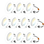 مجموعة Sunco المكونة من 10 قطع من مصابيح LED مقاس 4 بوصات، إضاءة علب قابلة للتعتيم، 660 لومن، 11 وات مكافئ 40 وات، CCT قابلة للاختيار 2700K/3000K/3500K/4000K/5000K، تقليم سلس، تصنيف الرطوبة UL.