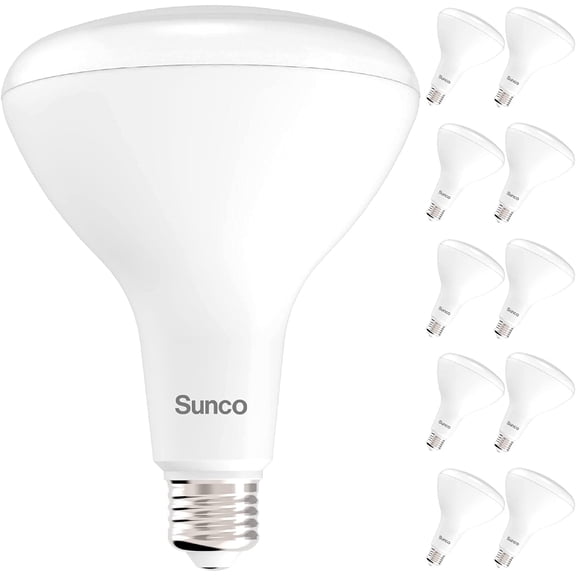Sunco 10 Pack BR40 LED Flood Light Bulb, 100W Equivalent 17W, 1400 Lumens, Soft White 2700K, E26 Base, Dimmable, CRI 80+, Damp Rated, for 6 Inch Recessed Can Indoor Flood, UL