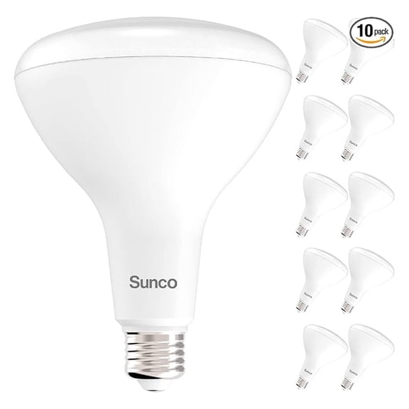 Sunco 10 Pack BR40 LED Light Bulbs, Indoor Flood Light, Dimmable, 3000K Warm White, 100W Equivalent 17W, 1400 LM, E26 Base, Recessed Can Light, High Lumen, Flicker-Free - UL & .