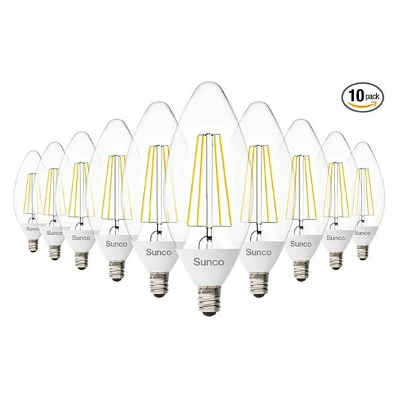 Sunco 10 Pack Dusk to LED Outdoor Light Bulb B11, Edison Filament Candelabra Bulbs for Porch Lighting, 500 LM, 5W (40W Equivalent), 2700K Soft White, E12 Base, Photocell Sensor UL.