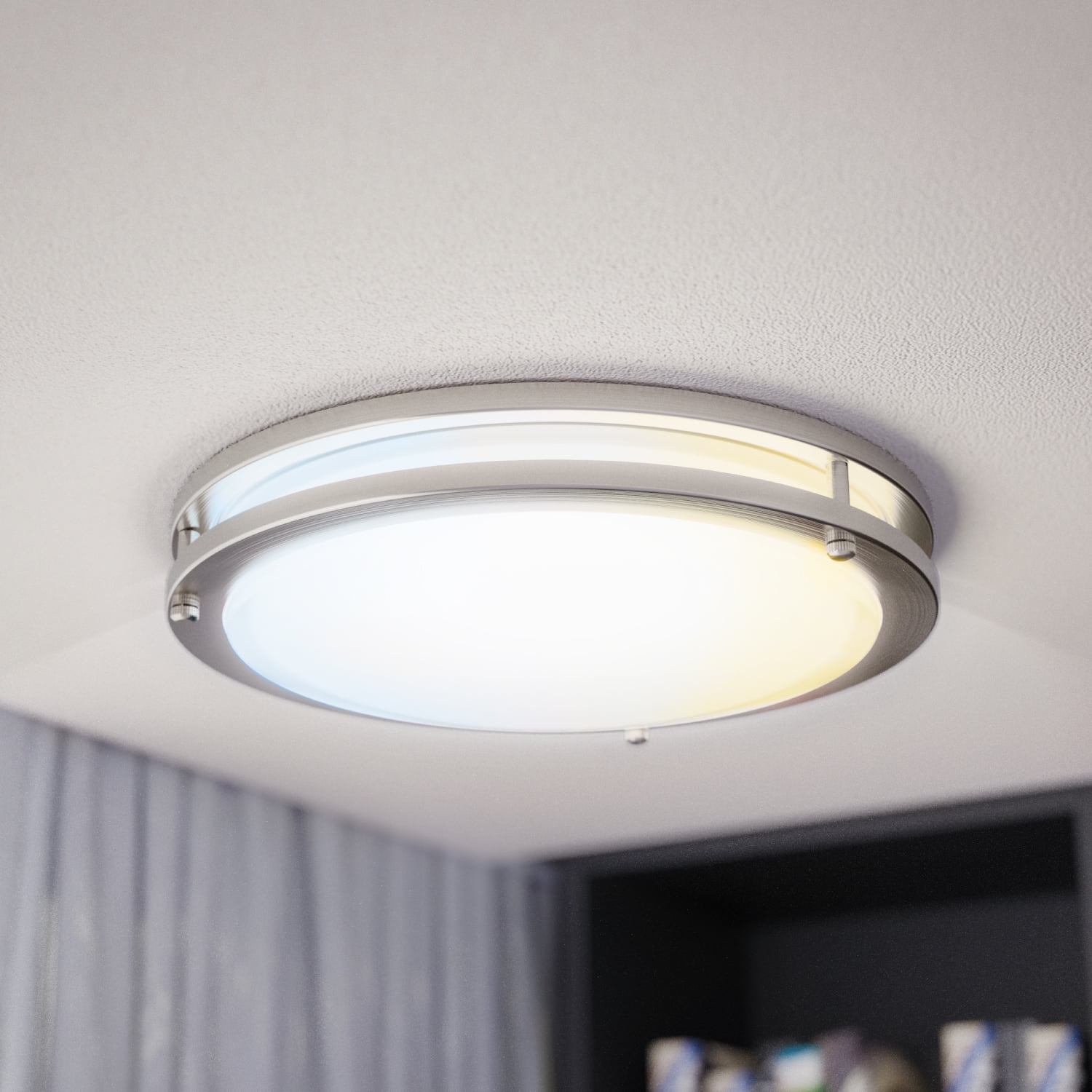 Sunco 12 Inch LED Ceiling Mount Light Fixture, Close to Ceiling Round Flat Light, 18W, 1300 LM, Selectable CCT 2700K/3000K/4000K/5000K/6000K, Nickel Coated, Dimmable, Hardwired ETL