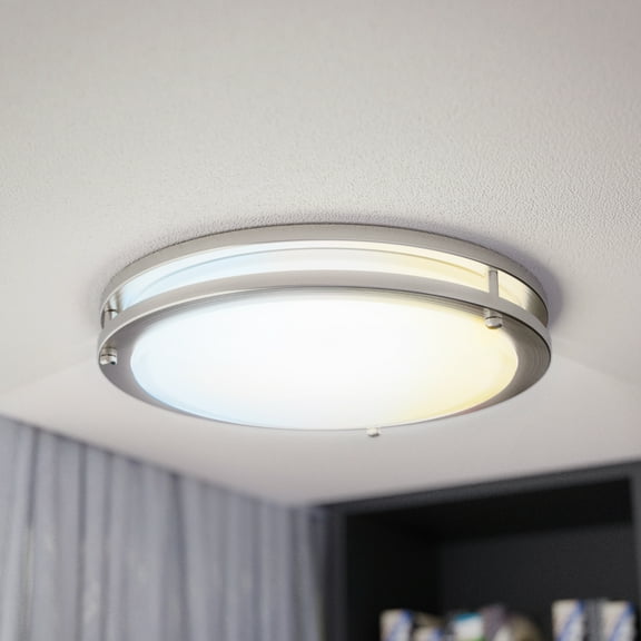 Sunco 12 Inch LED Ceiling Mount Light Fixture, Close to Ceiling Round Flat Light, 18W, 1300 LM, Selectable CCT 2700K/3000K/4000K/5000K/6000K, Nickel Coated, Dimmable, Hardwired ETL