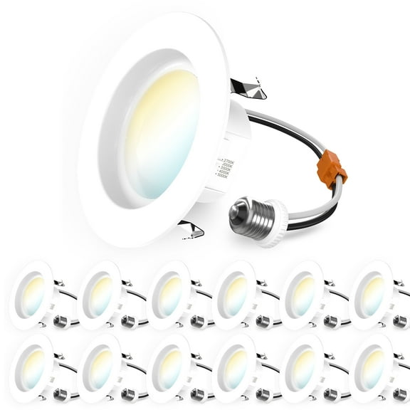 Sunco 12 Pack 4 Inch LED Recessed Lights Retrofit, Dimmable Can Lighting, 660 LM, 11W (40W Equivalent), Selectable CCT 2700K/3000K/3500K/4000K/5000K, Smooth Trim, Damp Rated UL