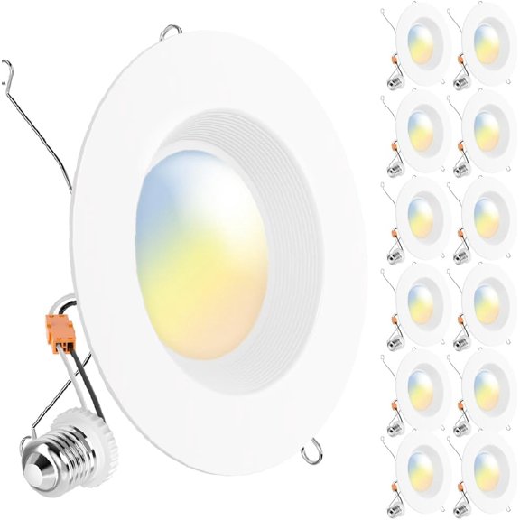 Sunco 12 Pack 6 Inch LED Recessed Light, Retrofit Downlight Can Lights for Ceiling, Baffle Trim, 1050 LM, 13W (75W Equivalent), Selectable CCT 2700K/3000K/3500K/4000K/5000K, Dimmable, Damp Rated UL