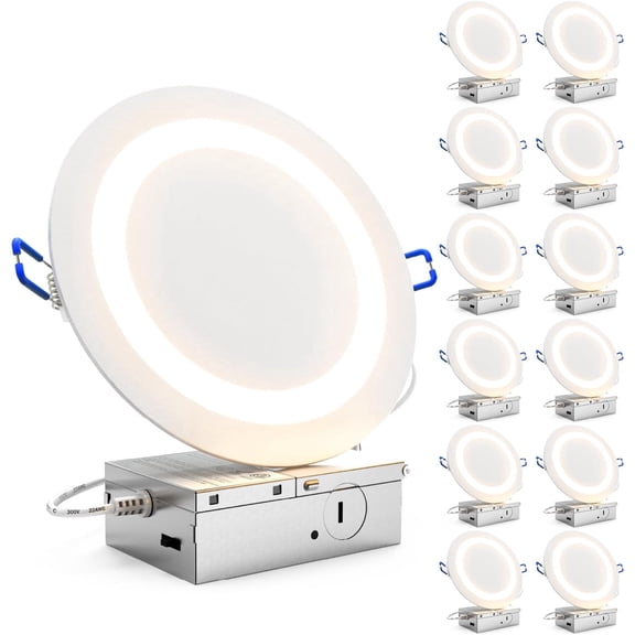 Sunco 12 Pack 6 Inch LED Slim Ultra Thin Canless Lights, Ceiling Recessed Lighting with Metal Junction Box, 900 LM, Selectable CCT 2700K/3000K/4000K/5000K/6000K, 14W, Dimmable ETL